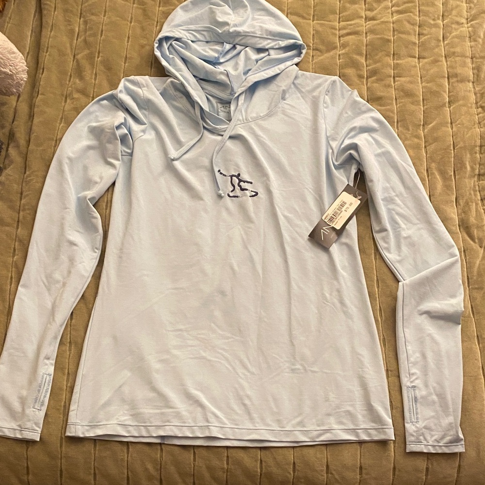 Anetik Light Blue Women's Hooded Long-Sleeve Pullover Sweater